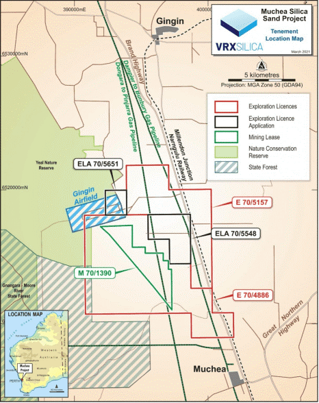 Location of Muchea Silica Sand Project