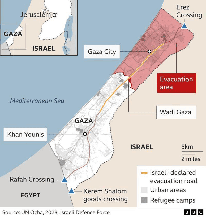 Evacuation Area In Gaza Strip During Israel Hamas War 2023 