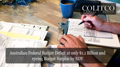 Australian Federal Budget Deficit at only $1.1 Billion and eyeing Budget Surplus by EOY