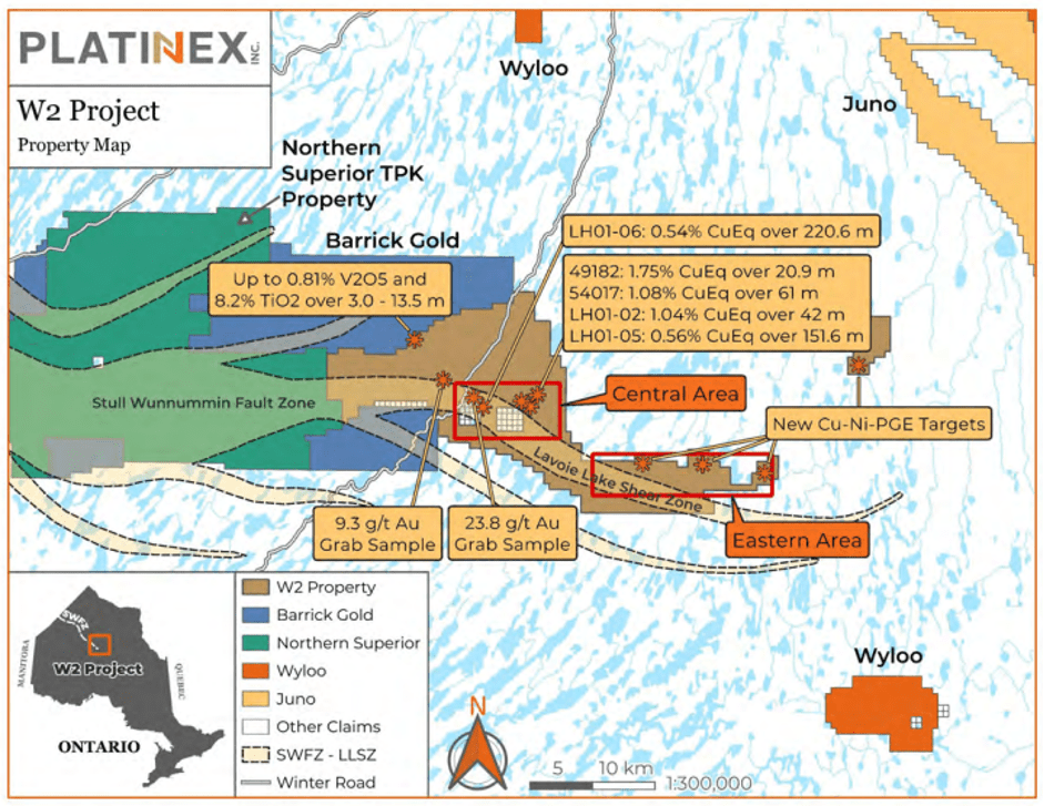 Key Locations of W2 Project with Drilling Results
