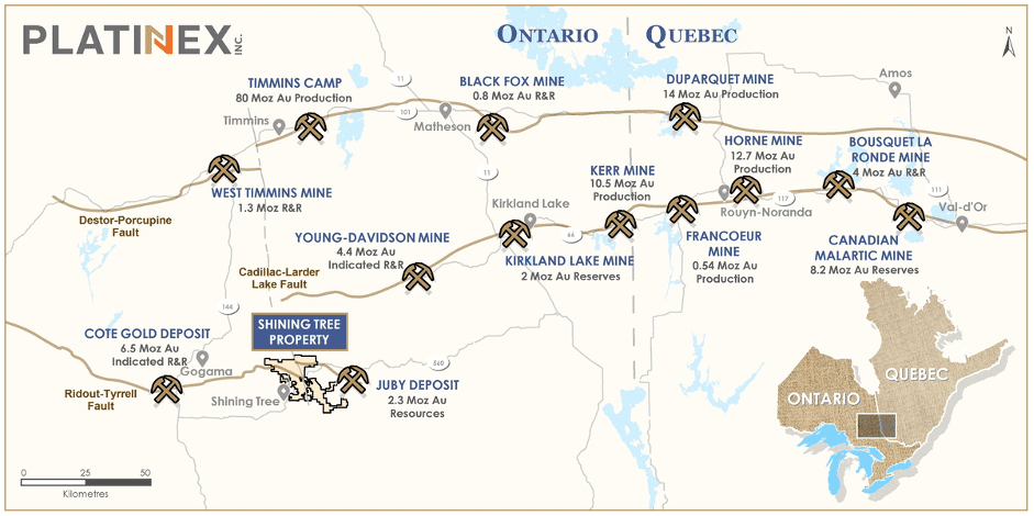 Shining Tree Gold Project Location Map
