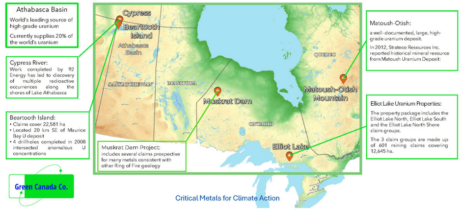 Green Canada Uranium Project Location Map