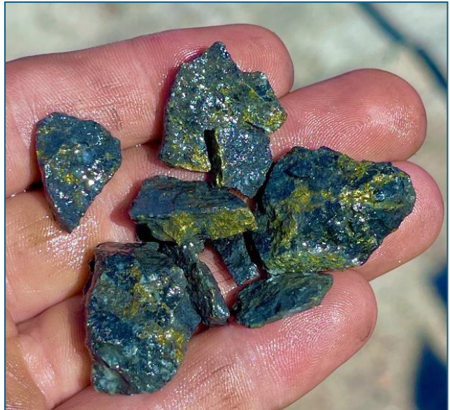 Magmatic sulphide mineralisation in CRC003 at a depth of 80-81 metres,