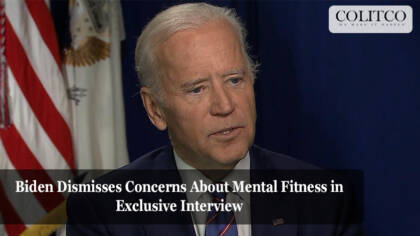 President Joe Biden sits with ABC News anchor George Stephanopoulos during a televised interview, where Biden addresses his mental and physical fitness to serve another term in office, discusses his debate performance, and responds to concerns about his age and cognitive abilities.