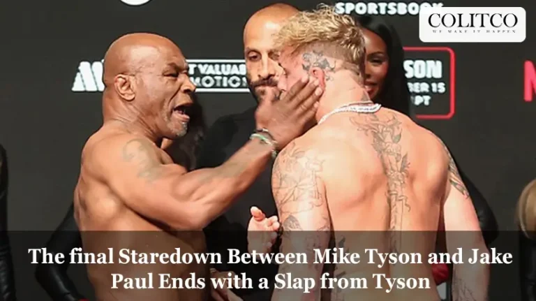 The final Staredown Between Mike Tyson and Jake Paul Ends with a Slap from Tyson