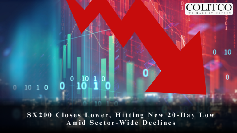 ASX200 Closes Lower, Hitting New 20-Day Low Amid Sector