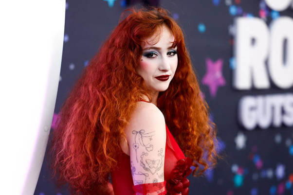 Chappell Roan attending the premiere of Netflix's concert film, *Olivia Rodrigo: Guts World Tour*. (Photo by Frazer Harrison/Getty Images)