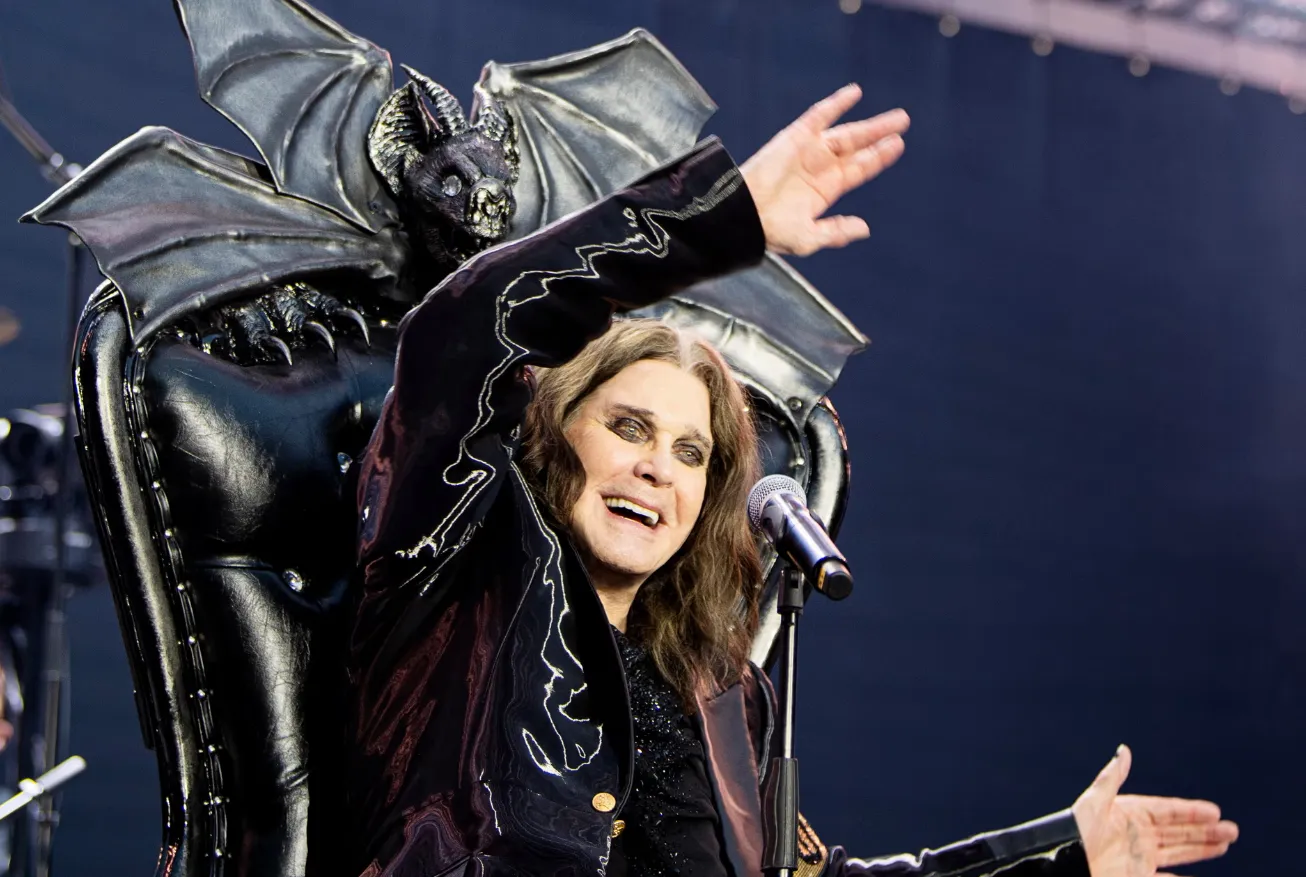 Ozzy Osbourne on stage during Back to the Beginning at Villa Park.