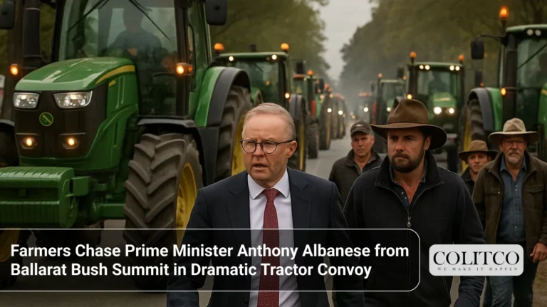 Farmers Chase Prime Minister Anthony Albanese from Ballarat Bush Summit in Dramatic Tractor Convoy