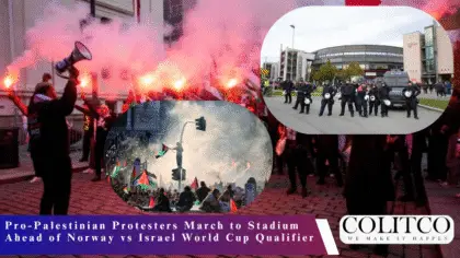 Pro-Palestinian Protesters March to Stadium Ahead of Norway vs Israel World Cup Qualifier