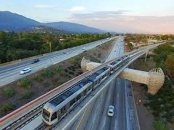 Metro A Line Light Rail Cars Running On The Route