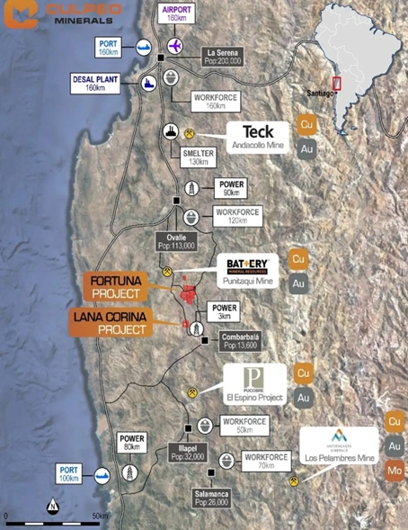 Primary Project Areas Located Approximately 350km North Of Santiago Chile