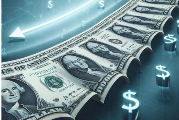 U.S. Dollar Notes Illustrated Against Declining Value Graphics Reflecting Currency Volatility