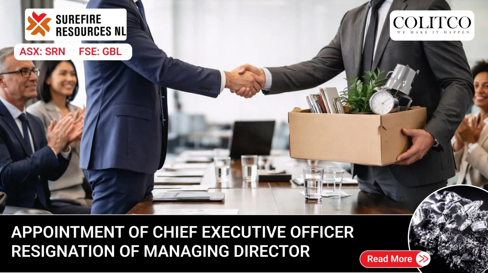 Surefire Resources Appoints New CEO as Managing Director Steps Down