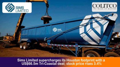 Sims Limited supercharges its Houston footprint with a US$66.5m Tri-Coastal deal; stock price rises 3.4%