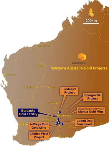 auric mining project locations including burbanks location