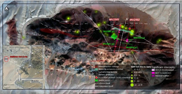 drillhole location map for maikhan uul cu au project