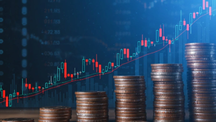 rising stock chart with stacked coins showing market gains amid aluminium supply shock