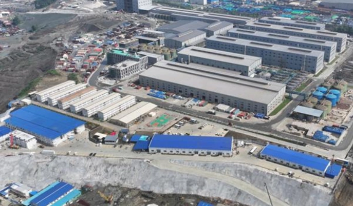 aerial view of the enc integrated nickel refinery under construction in indonesia