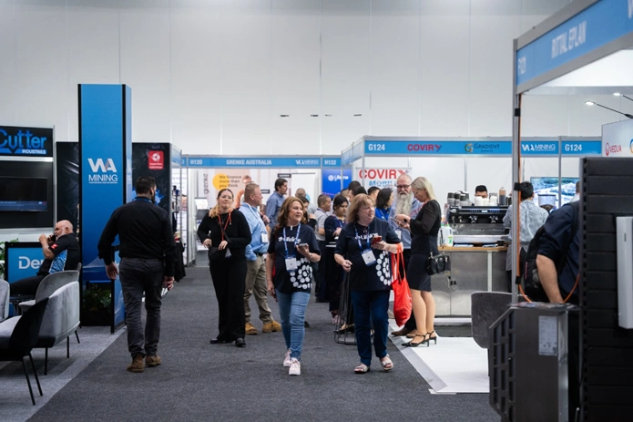 delegates and exhibitors engaging on the wa mining conference exhibition floor