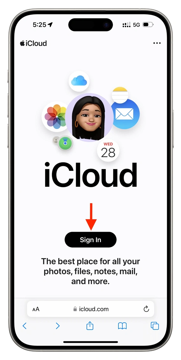 icloud sign in interface on mobile device