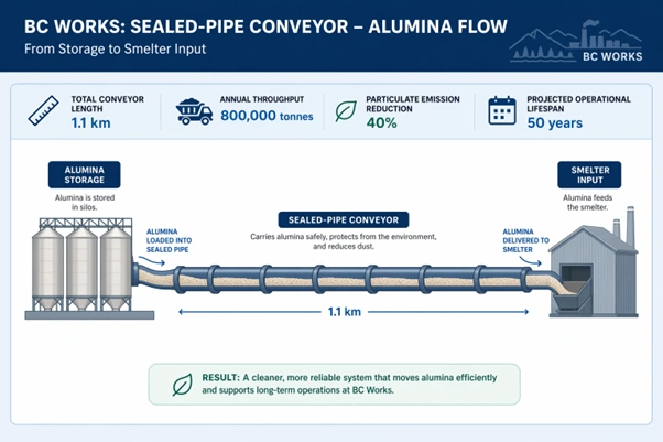 alumina conveyor system rio tinto bc works kitimat metrics