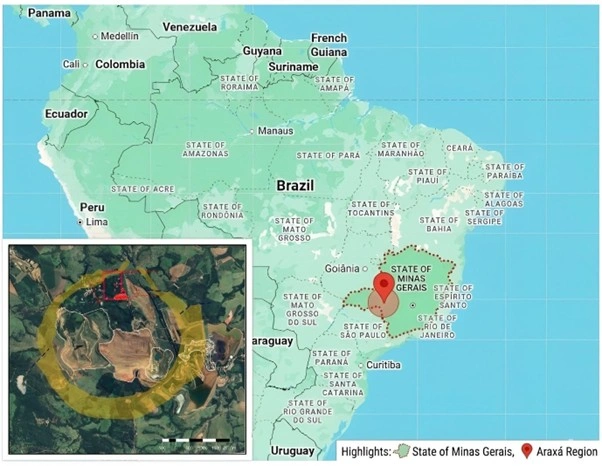 map highlighting the location of minas gerais brazil