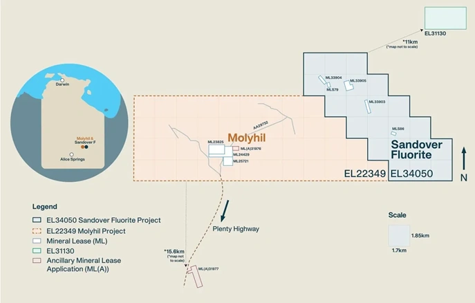 molyhil tungsten project location northern territory map