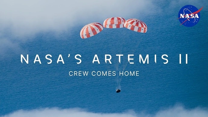 nasa graphic announcing artemis ii crews return to earth