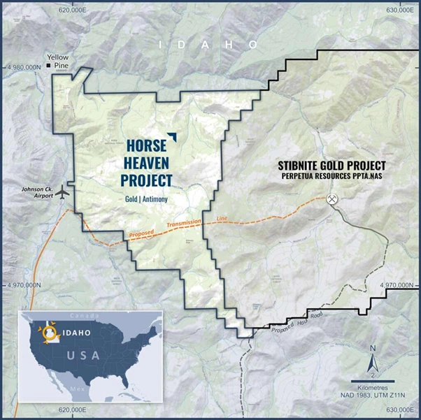 horse heaven project location stibnite gold antimony mine map