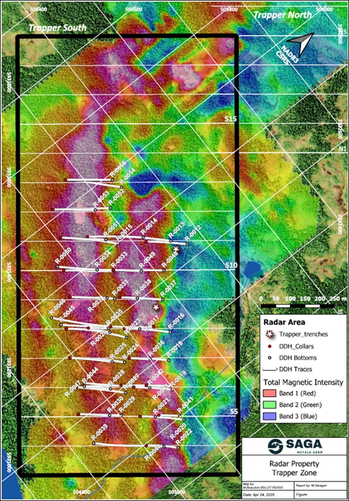 trapper south drill location map showing the 2026 mre program