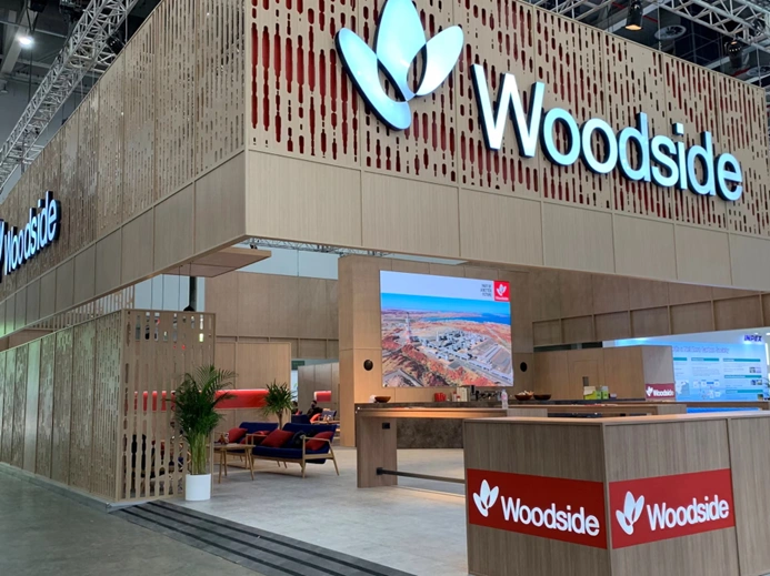 woodside energy exhibition booth showcasing lng and offshore