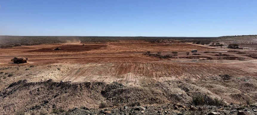 Bulk earthworks and first pad construction underway at the Youanmi processing plant site supporting mine redevelopment activities.
