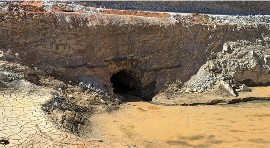 Historic Main Portal exposed following completion of Main Pit dewatering activities at the Youanmi gold project.