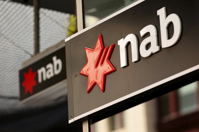 National Australia Bank (ASX: NAB) branding highlighting corporate identity and leadership transition announcement.
