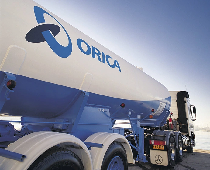 Orica Limited (ASX: ORI) explosives transport vehicle used in mining and industrial blasting operations.