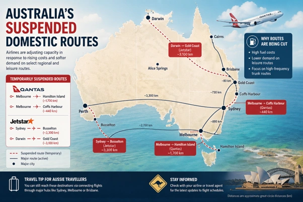 routes affected by qantas and jetstar capacity reductions from april to september 2026