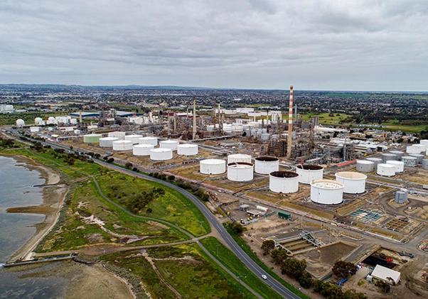 the geelong refinery in corio victoria is one of australia’s two remaining operating oil refineries supporting domestic fuel production and supply chains