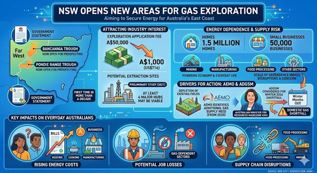 the nsw government opens new areas for gas exploration for the first time in over a decade to boost domestic energy development