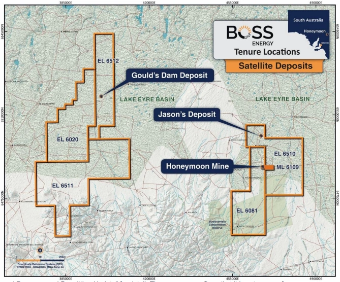 Tenure map showing Gould's Dam and Jasons Deposit