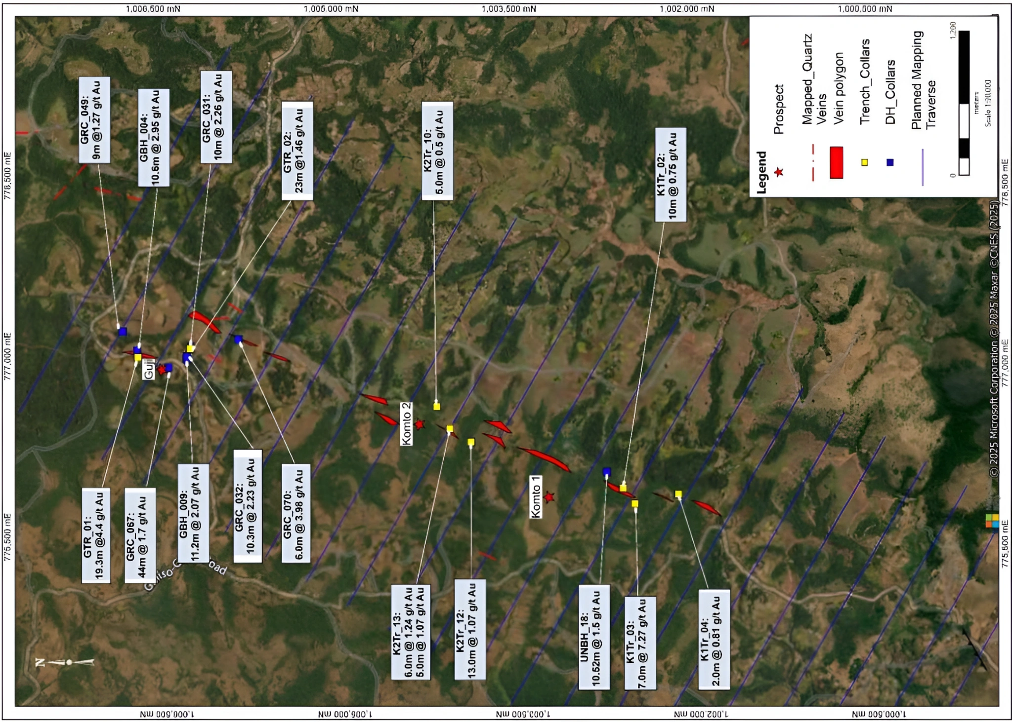 Drill hole and trench collar locations in Ethiopia