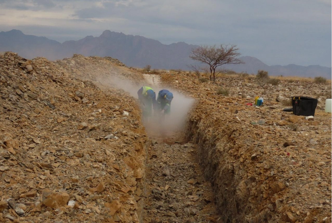 Trenching activities at the K9 Target of Uis Project in Namibia