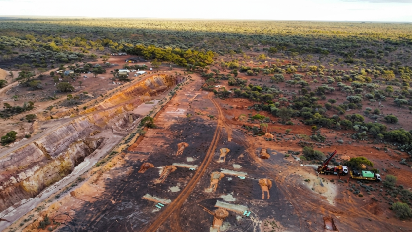 Trial open pit at the Zelica Gold Project showcasing the project's existing mining footprint