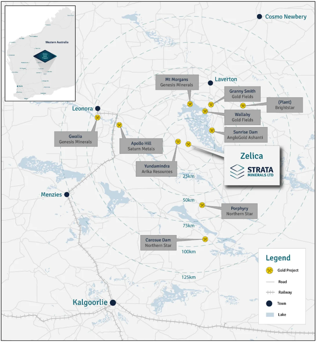 Location of the Zelica Gold Project relative